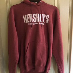 Vintage Large Hershey's Chocolate World Brown Drawstring Hoodie